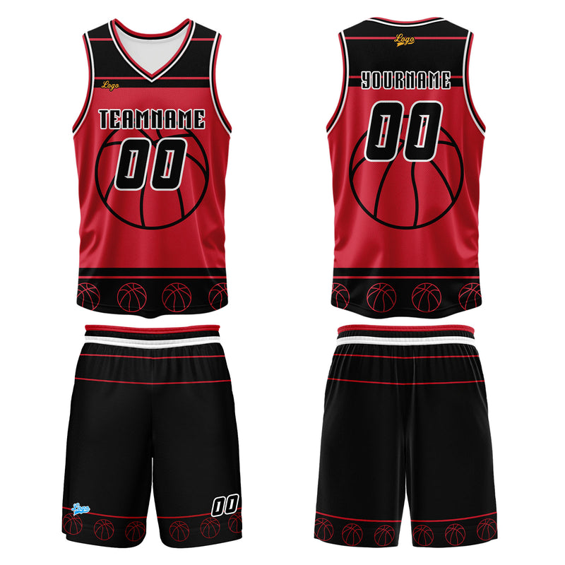 Custom White Red Basketball Jersey Uniform Suit Printed Your Logo Name Number