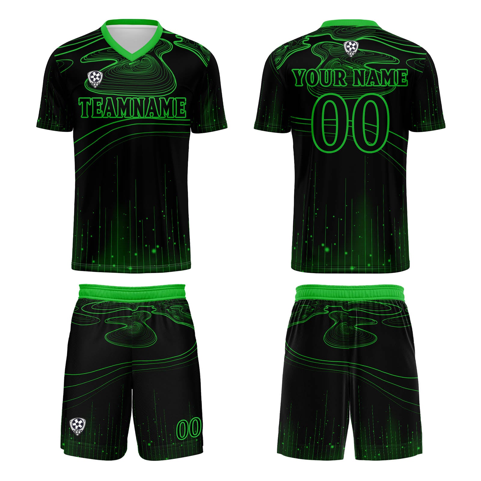Custom Black Green Soccer Jerseys for Men Women Personalized Soccer Uniforms for Adult and Kid enthsush