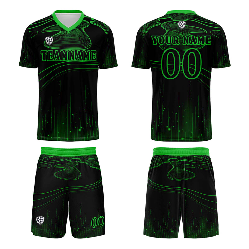Custom Black Green Soccer Jerseys for Men Women Personalized Soccer Uniforms for Adult and Kid
