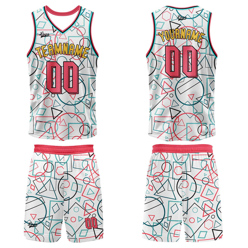 Custom White Pink Basketball Jersey Uniform Suit Printed Your Logo Name Number