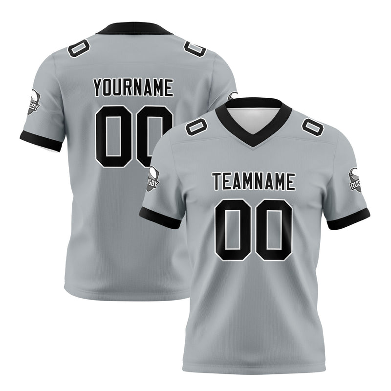 Custom Grey Black Football Jersey Personalized Football Shirts for Men Women  Printed Team Name Number Logo