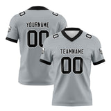 Custom Grey Black Football Jersey Personalized Football Shirts for Men Women  Printed Team Name Number Logo