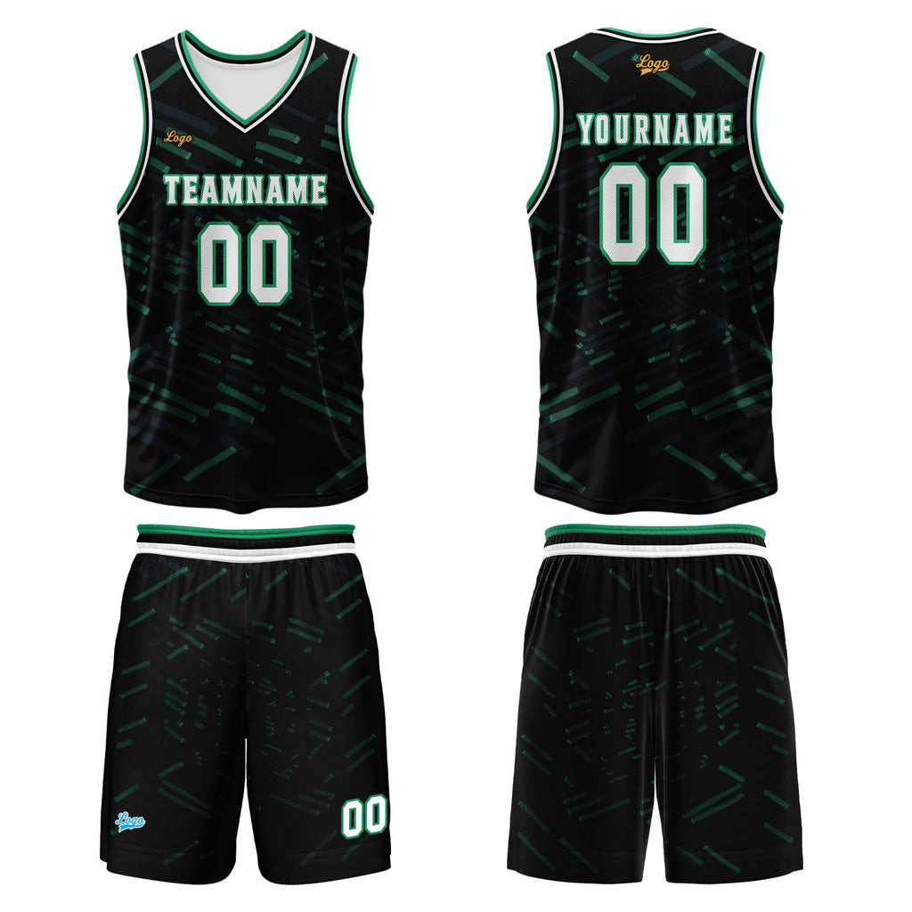 Custom Black Dark Green Basketball Jersey Uniform Suit Printed Your Logo Name Number enthsush