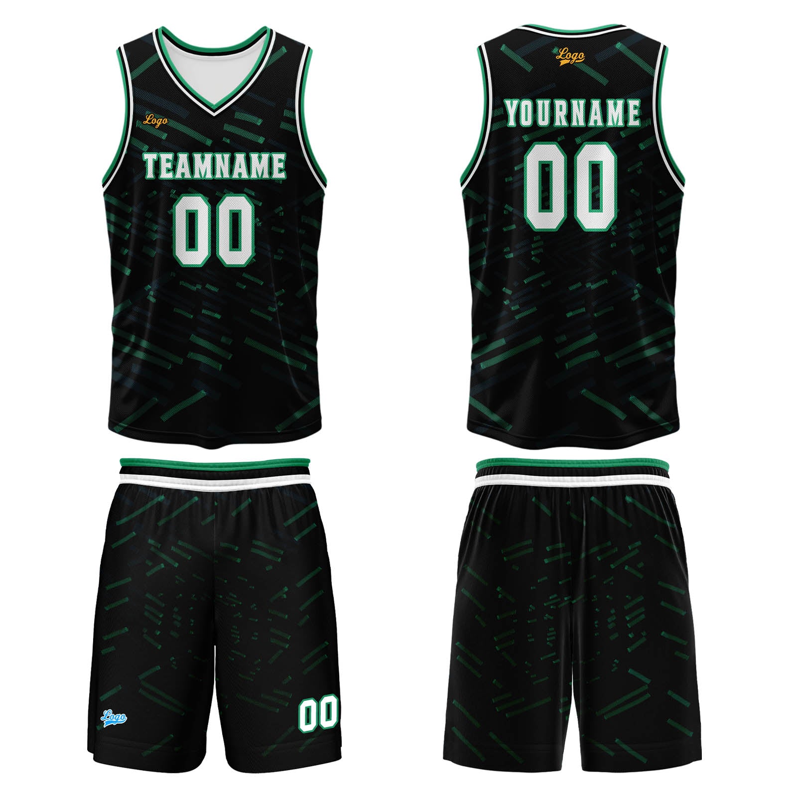 Custom Black Dark Green Basketball Jersey Uniform Suit Printed Your Logo Name Number enthsush