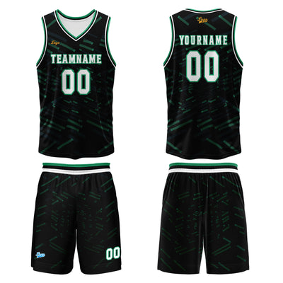 Custom Black Dark Green Basketball Jersey Uniform Suit Printed Your Logo Name Number enthsush