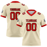 Custom Cream Red Football Jersey Personalized Football Shirts for Men Women  Printed Team Name Number Logo