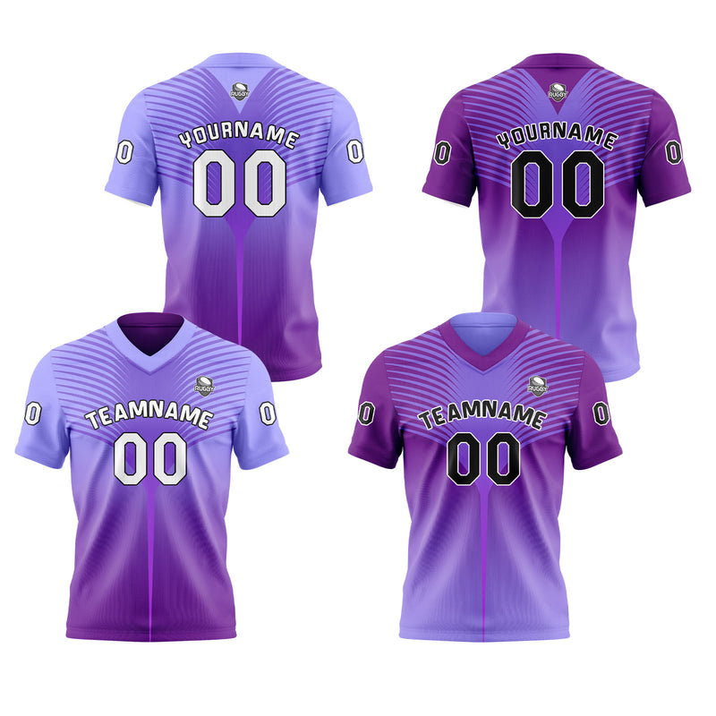 Custom Purple Reversible Football Jersey Personalized Gradient Football Shirts for Men Printed Team Name Number Logo