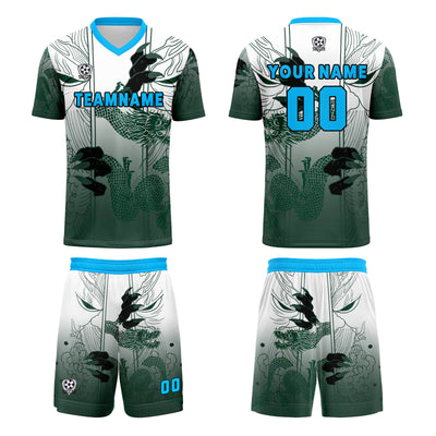 Custom Green Blue Jerseys for Men Women Personalized Soccer Uniforms for Adult and Kid enthsush