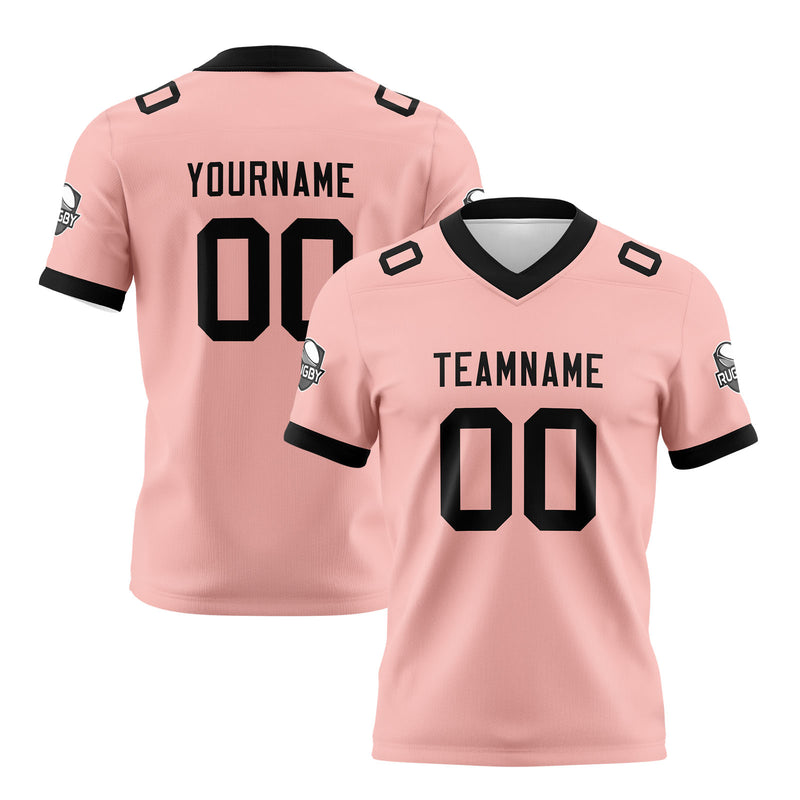 Custom Pink Black Football Jersey Personalized Football Shirts for Men Women  Printed Team Name Number Logo
