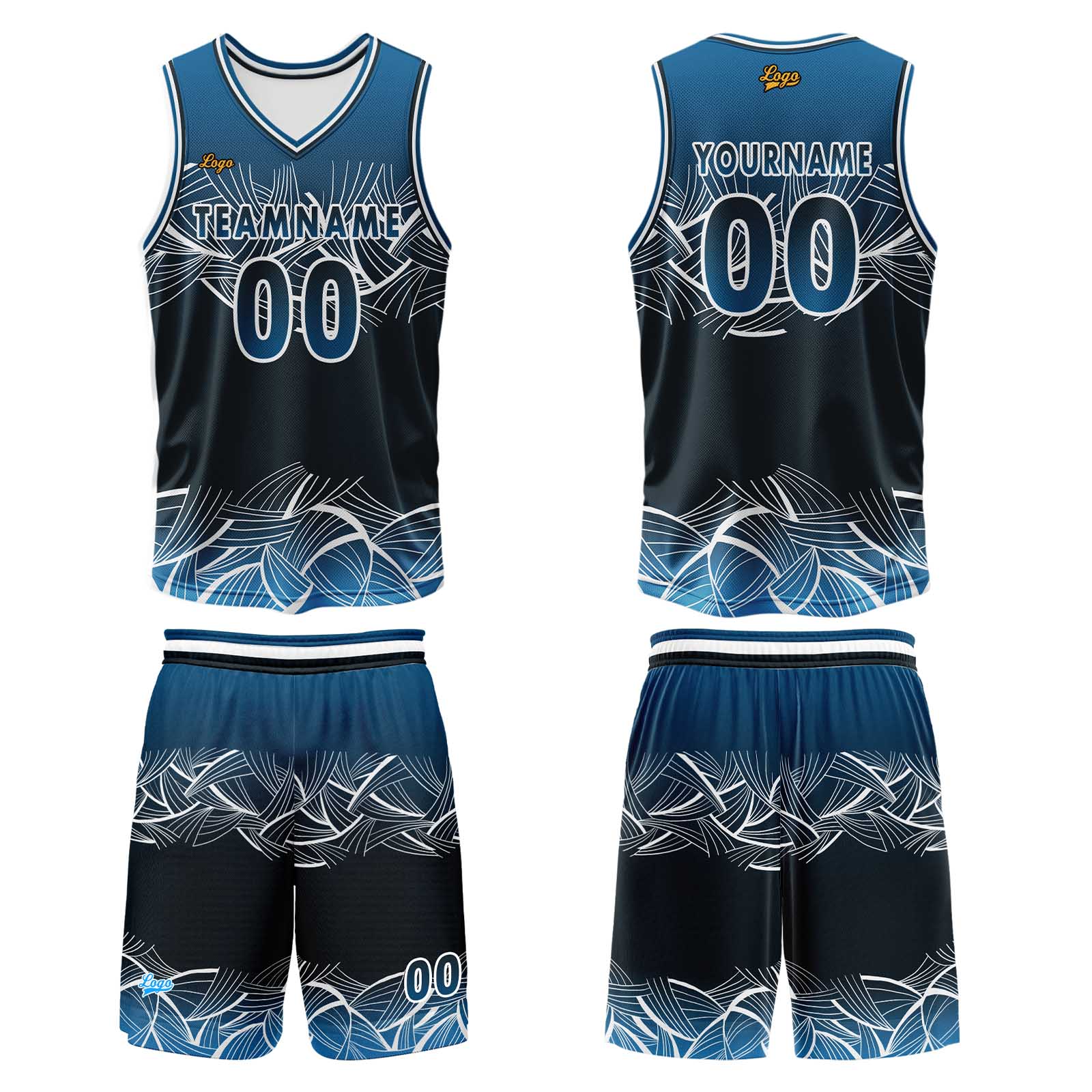 Custom Dark Blue Basketball Jersey Uniform Suit Printed Your Logo Name Number enthsush
