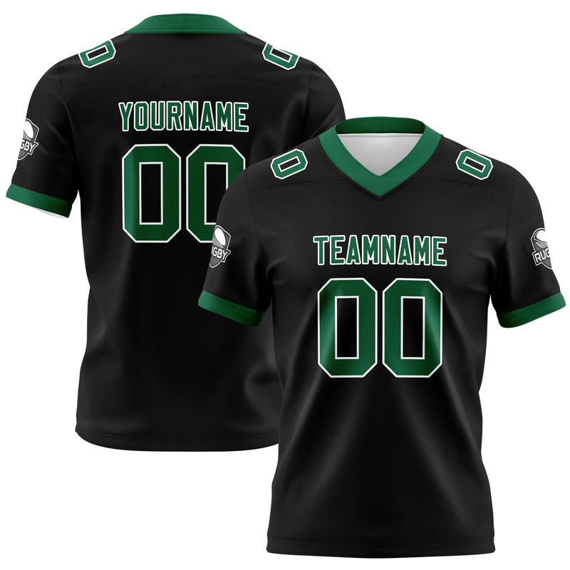 Custom Black Green Football Jersey Personalized Football Shirts for Men Women  Printed Team Name Number Logo