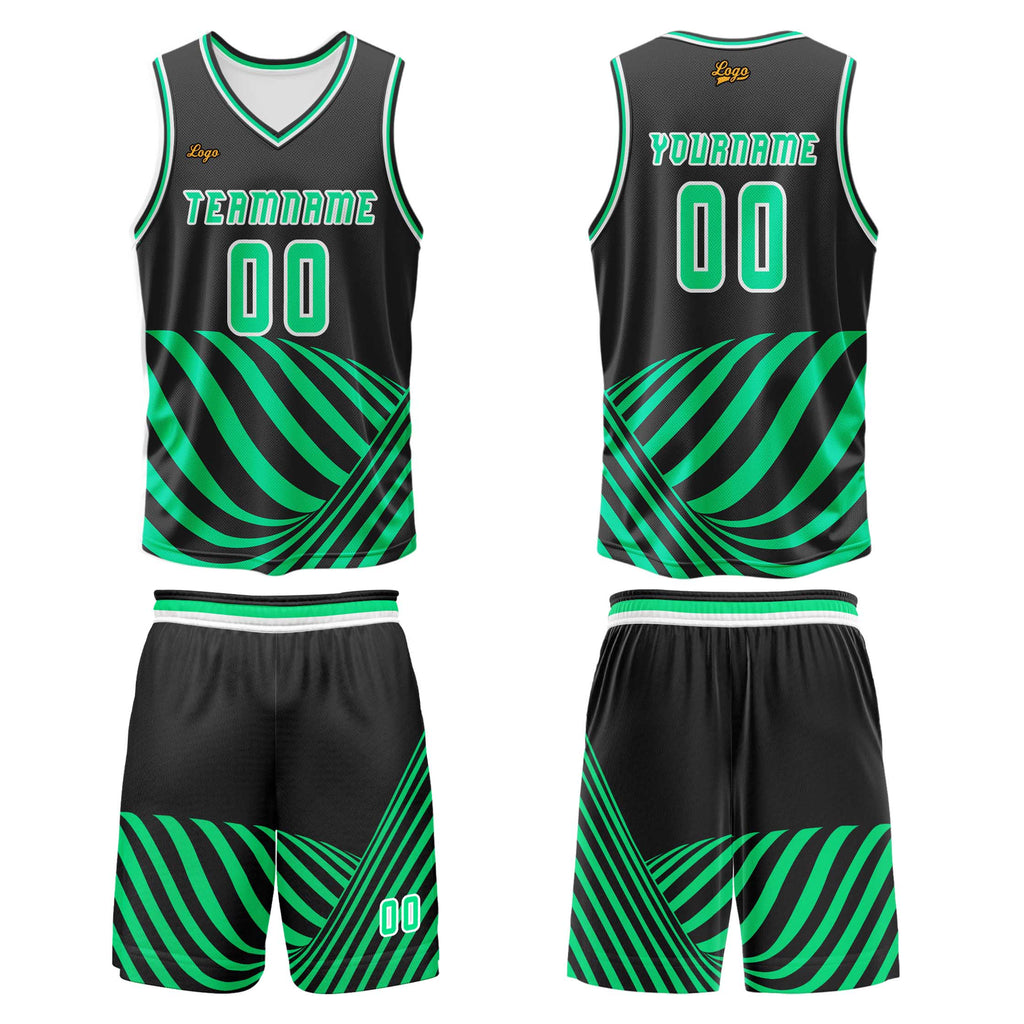 Custom Green Basketball Jersey Uniform Suit Printed Your Logo Name Number enthsush