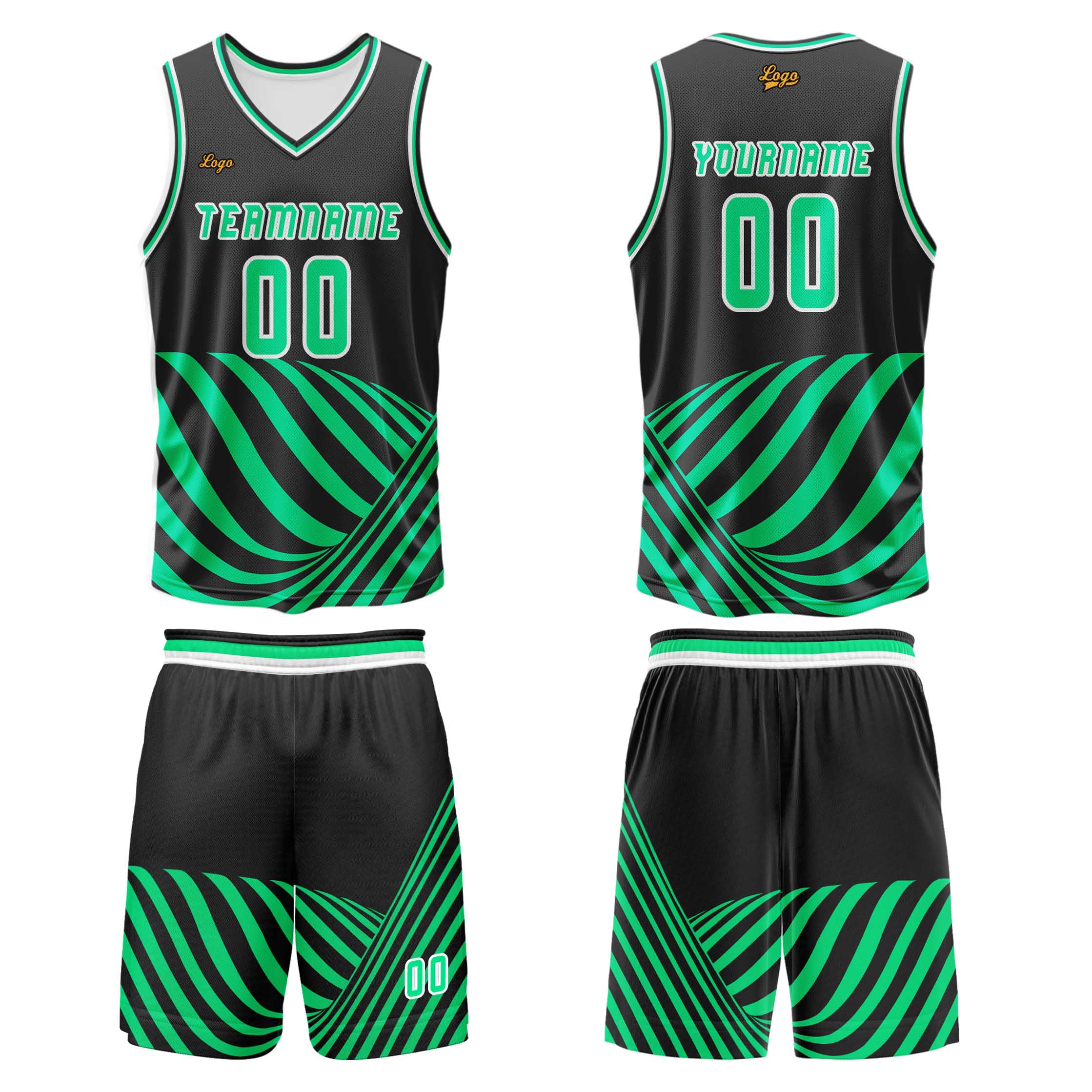 Custom Green Basketball Jersey Uniform Suit Printed Your Logo Name Number enthsush