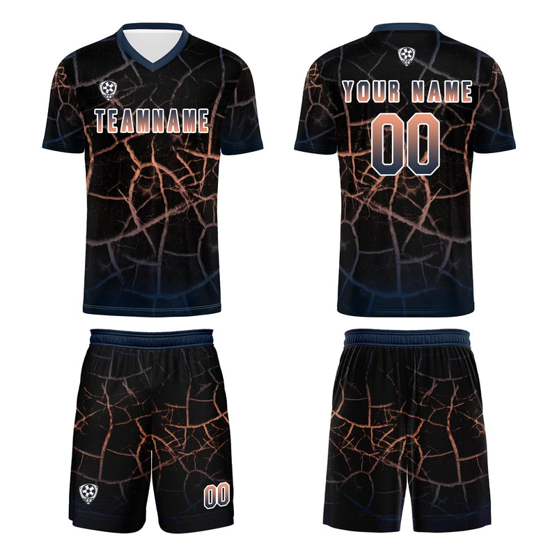 Custom Black Blue Jerseys for Men Women Personalized Soccer Uniforms for Adult and Kid