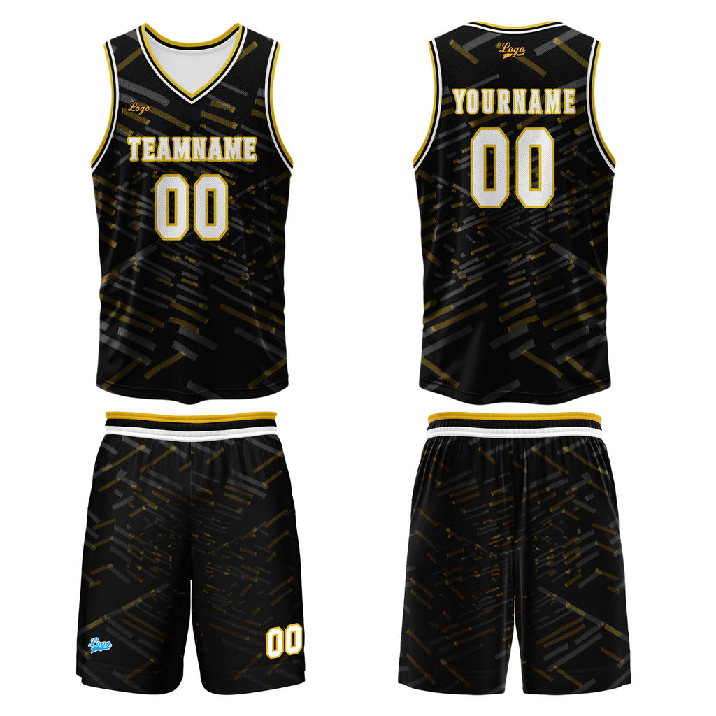 Custom Black Yellow Basketball Jersey Uniform Suit Printed Your Logo Name Number enthsush