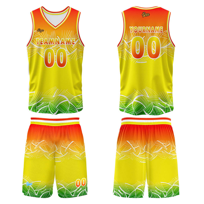 Custom Orange Yellow Basketball Jersey Uniform Suit Printed Your Logo Name Number