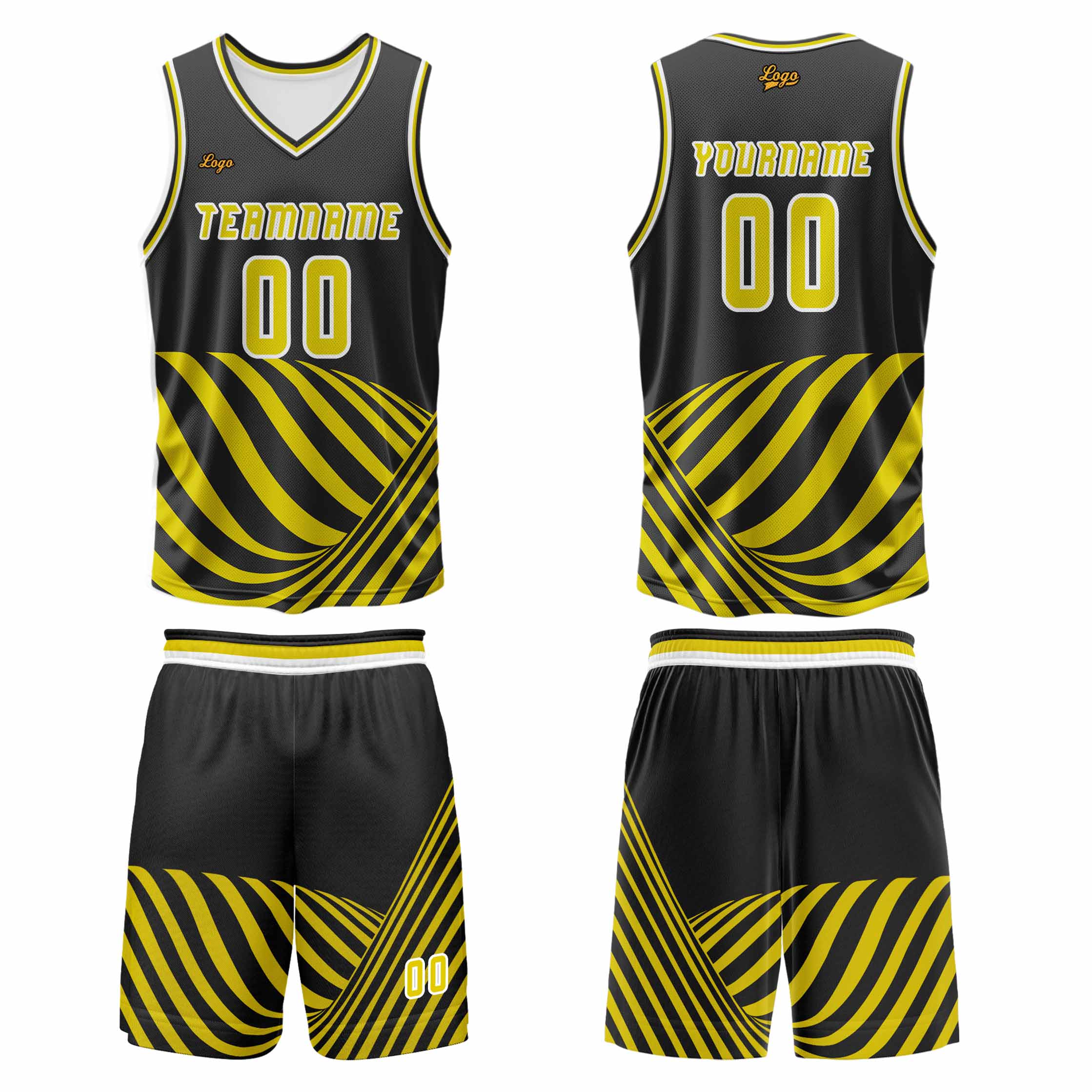 Custom Yellow Basketball Jersey Uniform Suit Printed Your Logo Name Number enthsush