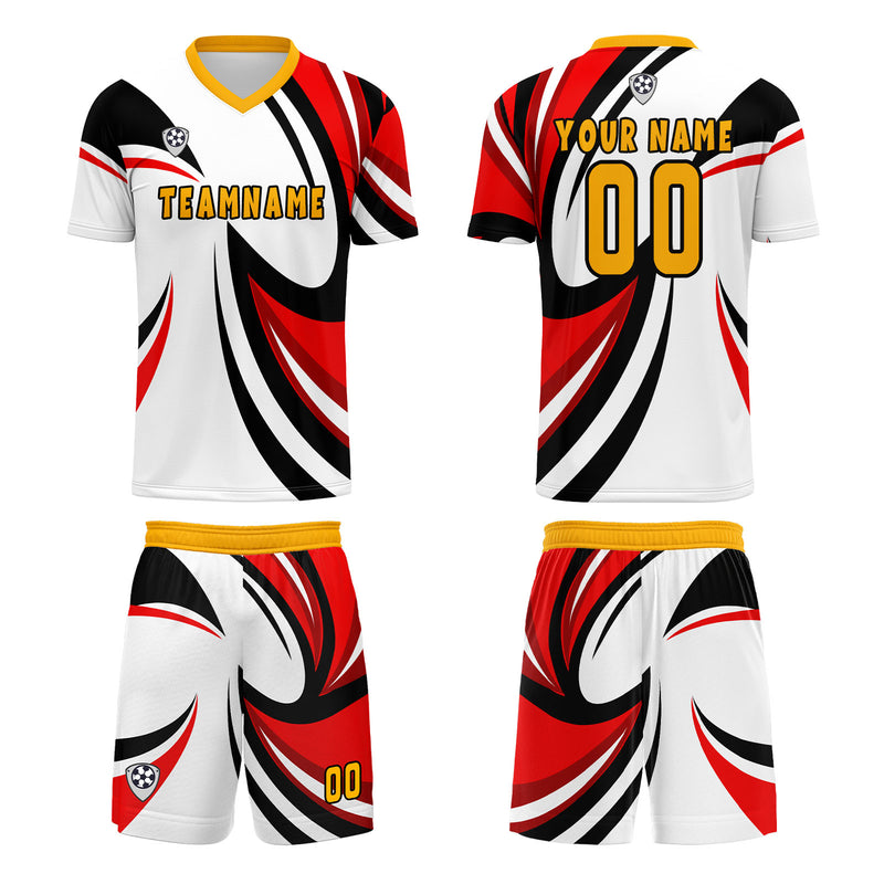 Custom White Red Jerseys for Men Women Personalized Soccer Uniforms for Adult and Kid