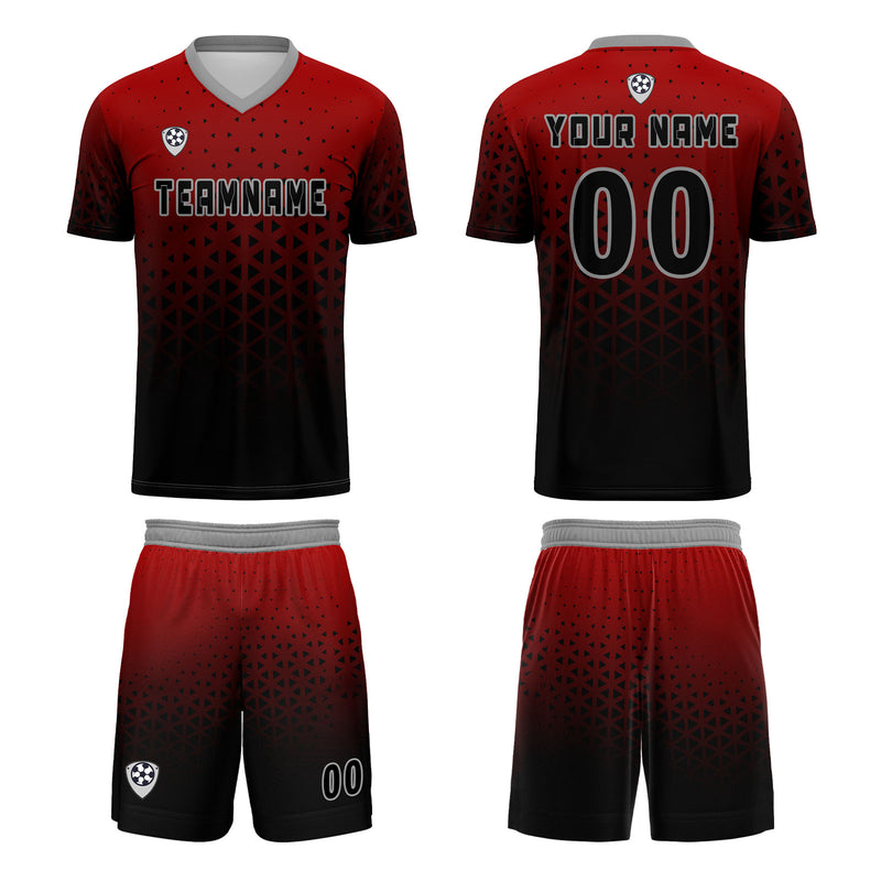 Custom Red Gray Jerseys for Men Women Personalized Soccer Uniforms for Adult and Kid