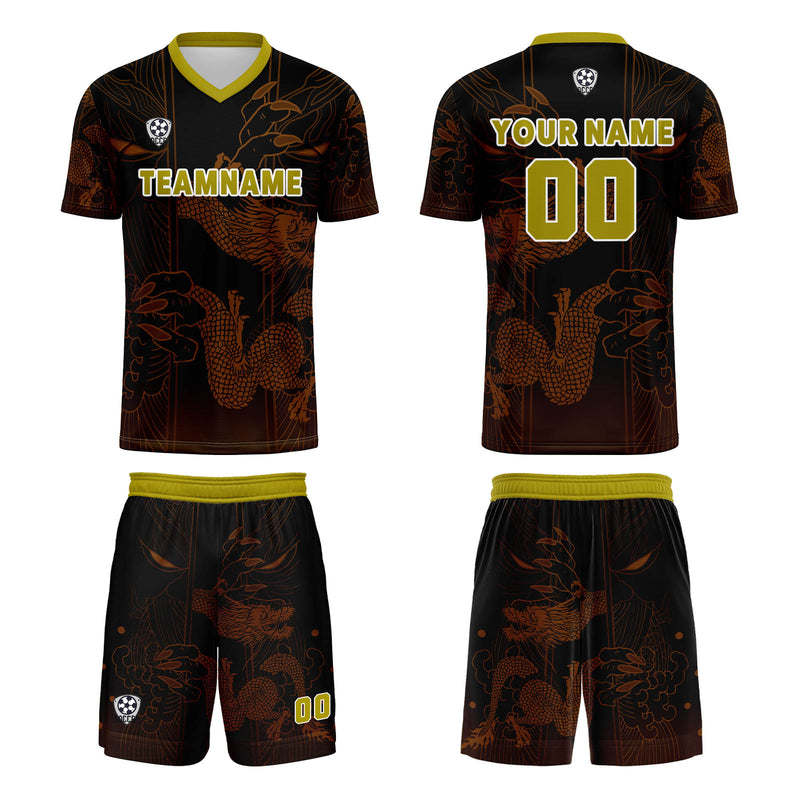 Custom Brown Black Jerseys for Men Women Personalized Soccer Uniforms for Adult and Kid