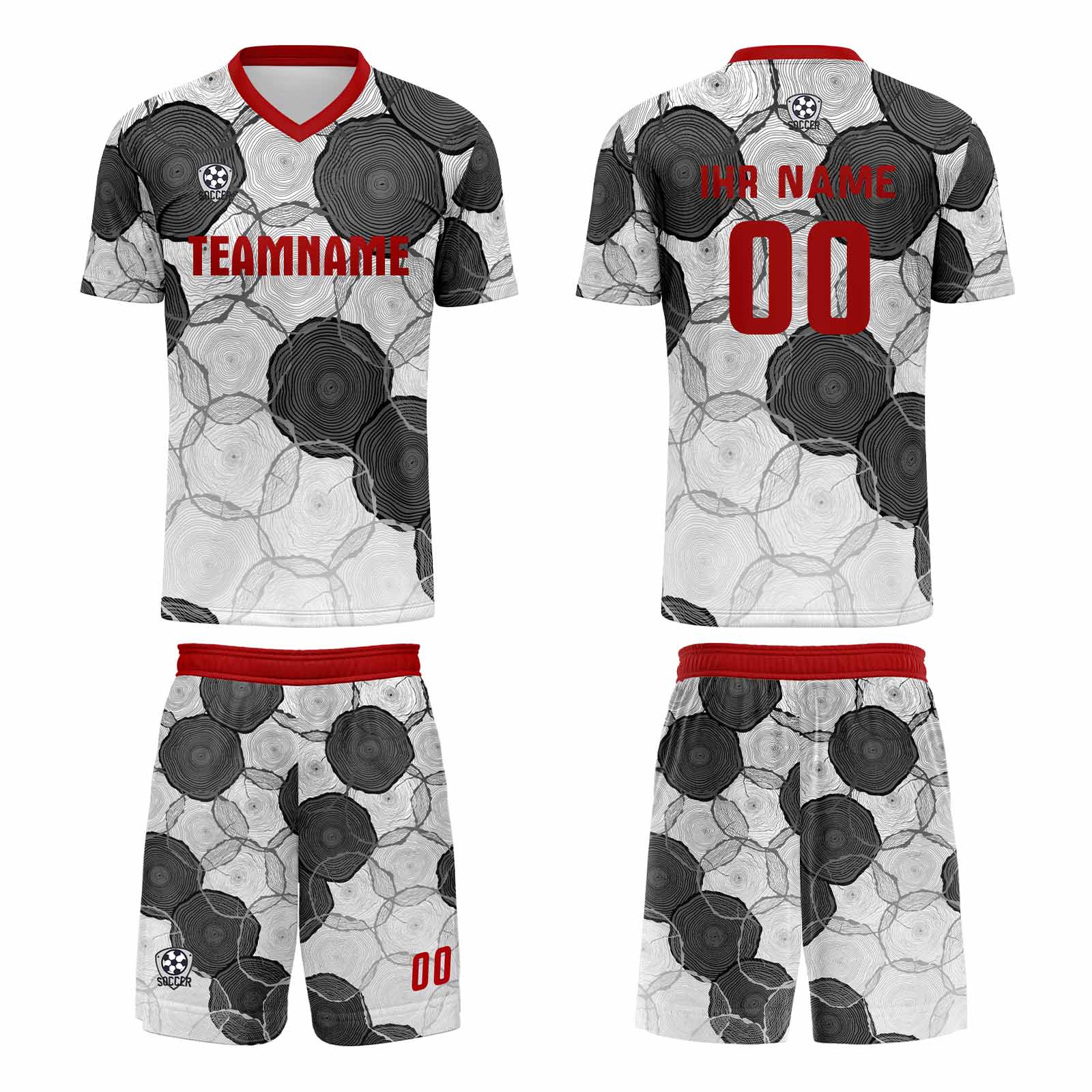 Custom White Red Gray Jerseys for Men Women Personalized Soccer Uniforms for Adult and Kid enthsush