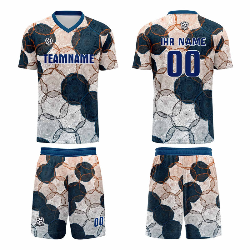 Custom Dark Blue Orange Jerseys for Men Women Personalized Soccer Uniforms for Adult and Kid