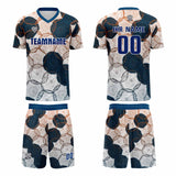 Custom Dark Blue Orange Jerseys for Men Women Personalized Soccer Uniforms for Adult and Kid