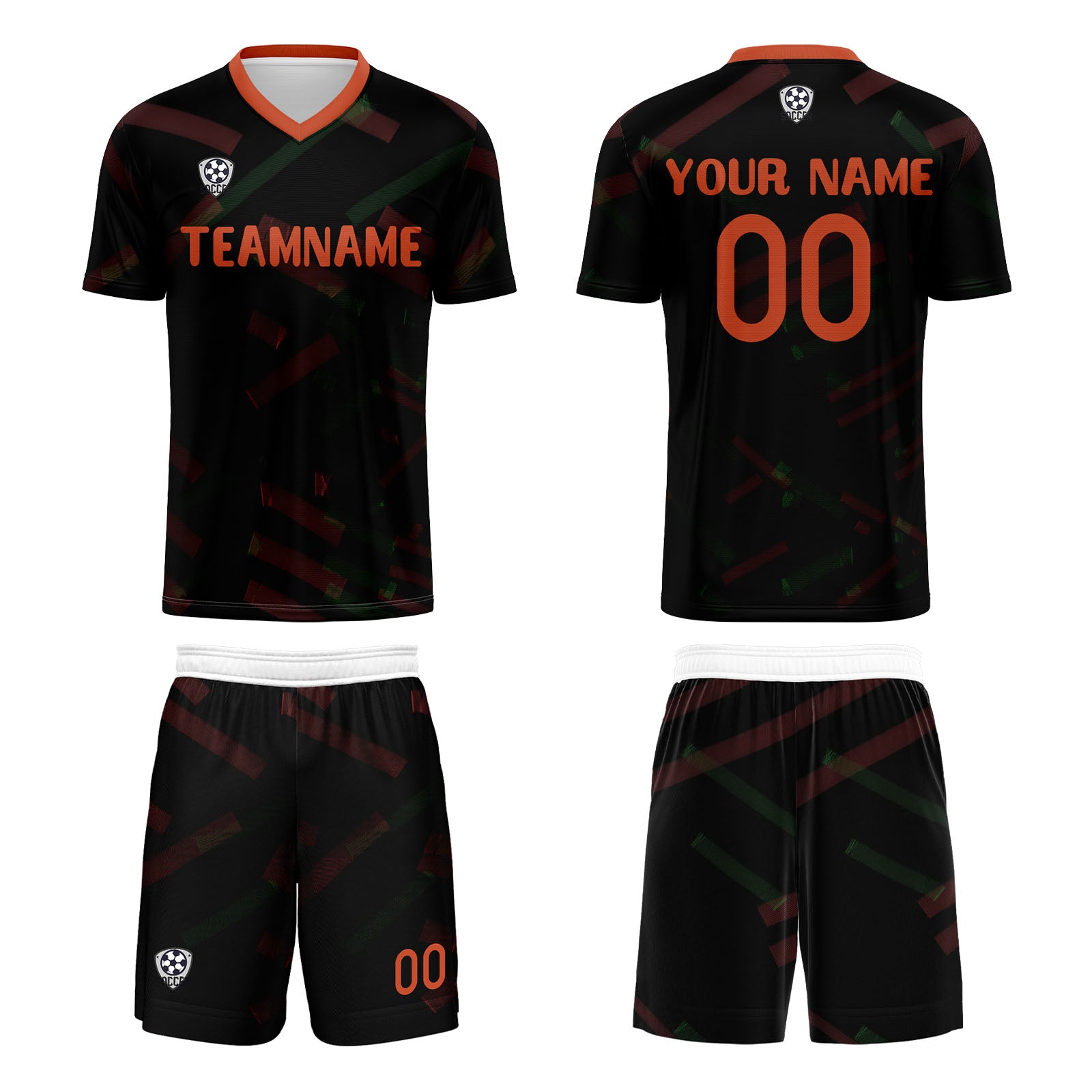 Custom Black Orange Red Jerseys for Men Women Personalized Soccer Uniforms for Adult and Kid enthsush