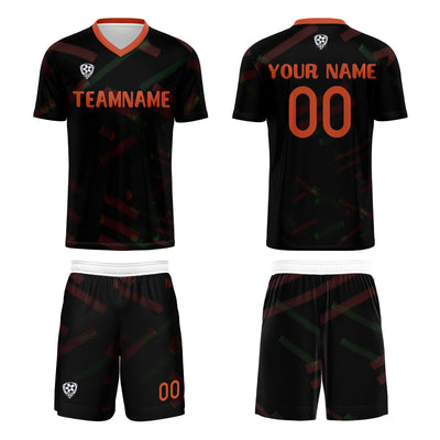 Custom Black Orange Red Jerseys for Men Women Personalized Soccer Uniforms for Adult and Kid enthsush
