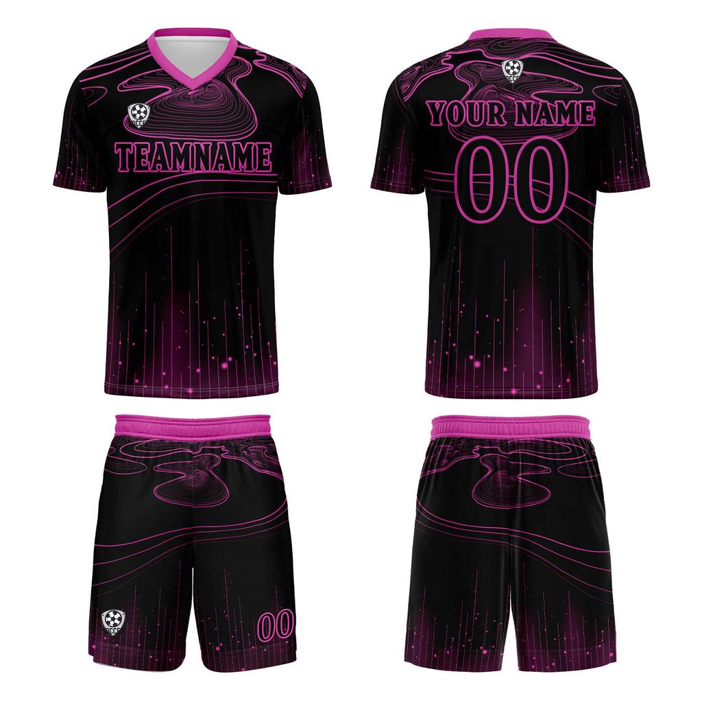 Custom Black Rose Purple Soccer Jerseys for Men Women Personalized Soccer Uniforms for Adult and Kid enthsush