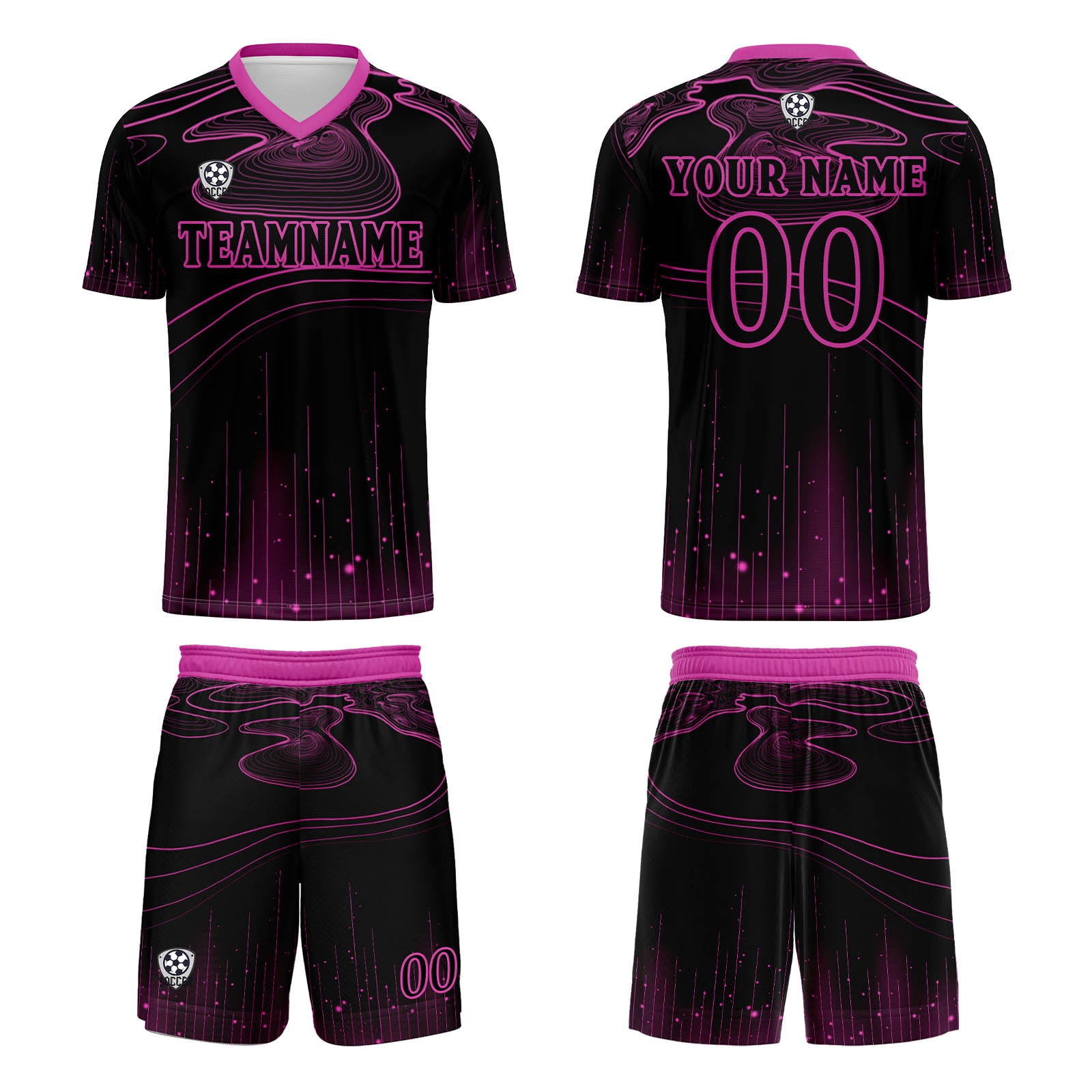 Custom Black Rose Purple Soccer Jerseys for Men Women Personalized Soccer Uniforms for Adult and Kid enthsush