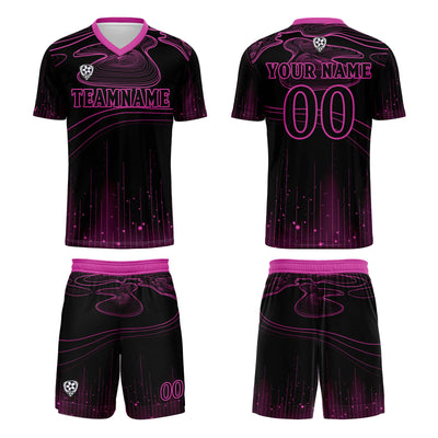 Custom Black Rose Purple Soccer Jerseys for Men Women Personalized Soccer Uniforms for Adult and Kid enthsush