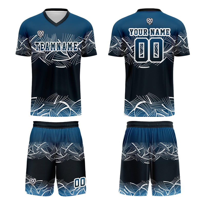 Custom Blue Jerseys for Men Women Personalized Soccer Uniforms for Adult and Kid