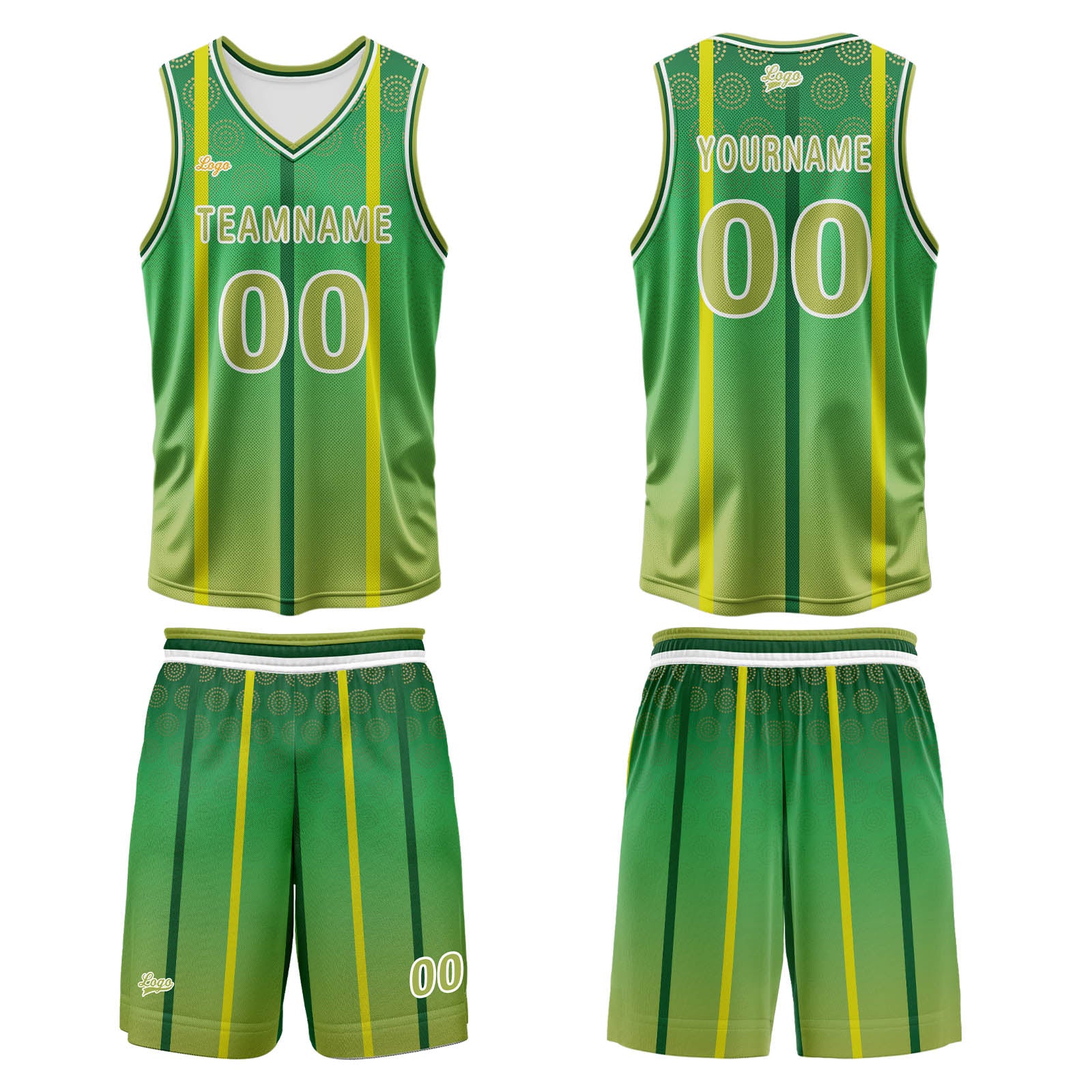 Custom Green Basketball Jersey Uniform Suit Printed Your Logo Name Number enthsush