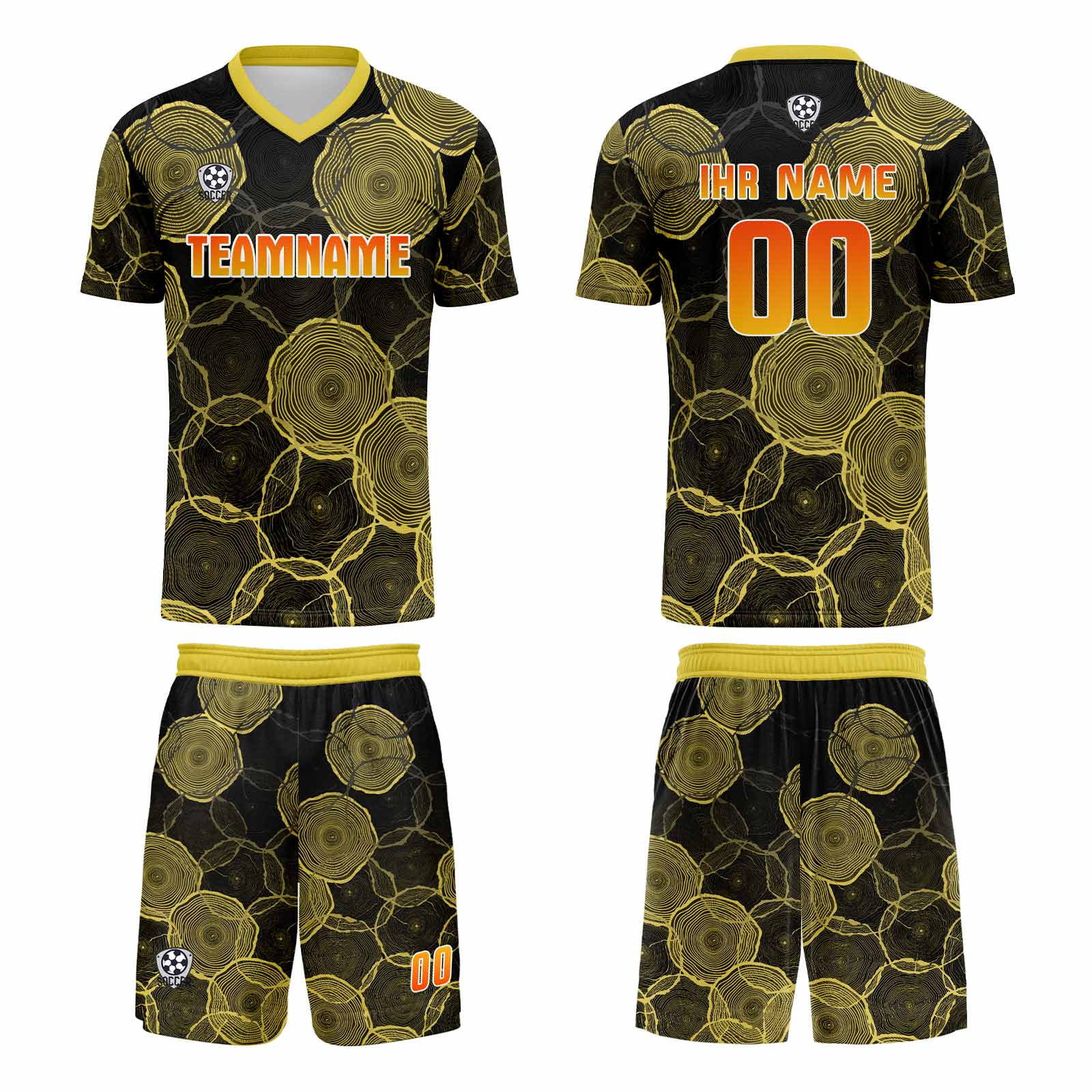 Custom  Black Yellow Jerseys for Men Women Personalized Soccer Uniforms for Adult and Kid enthsush