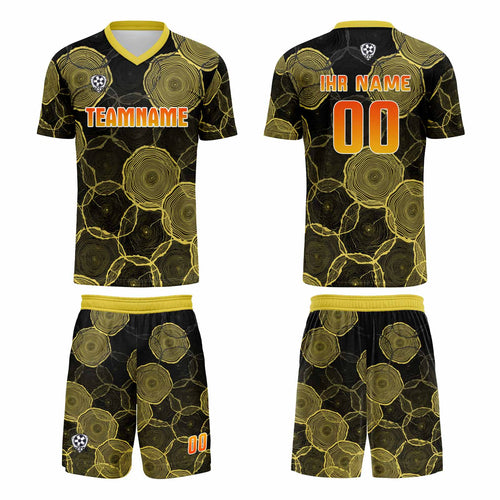 Custom  Black Yellow Jerseys for Men Women Personalized Soccer Uniforms for Adult and Kid enthsush