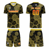 Custom  Black Yellow Jerseys for Men Women Personalized Soccer Uniforms for Adult and Kid