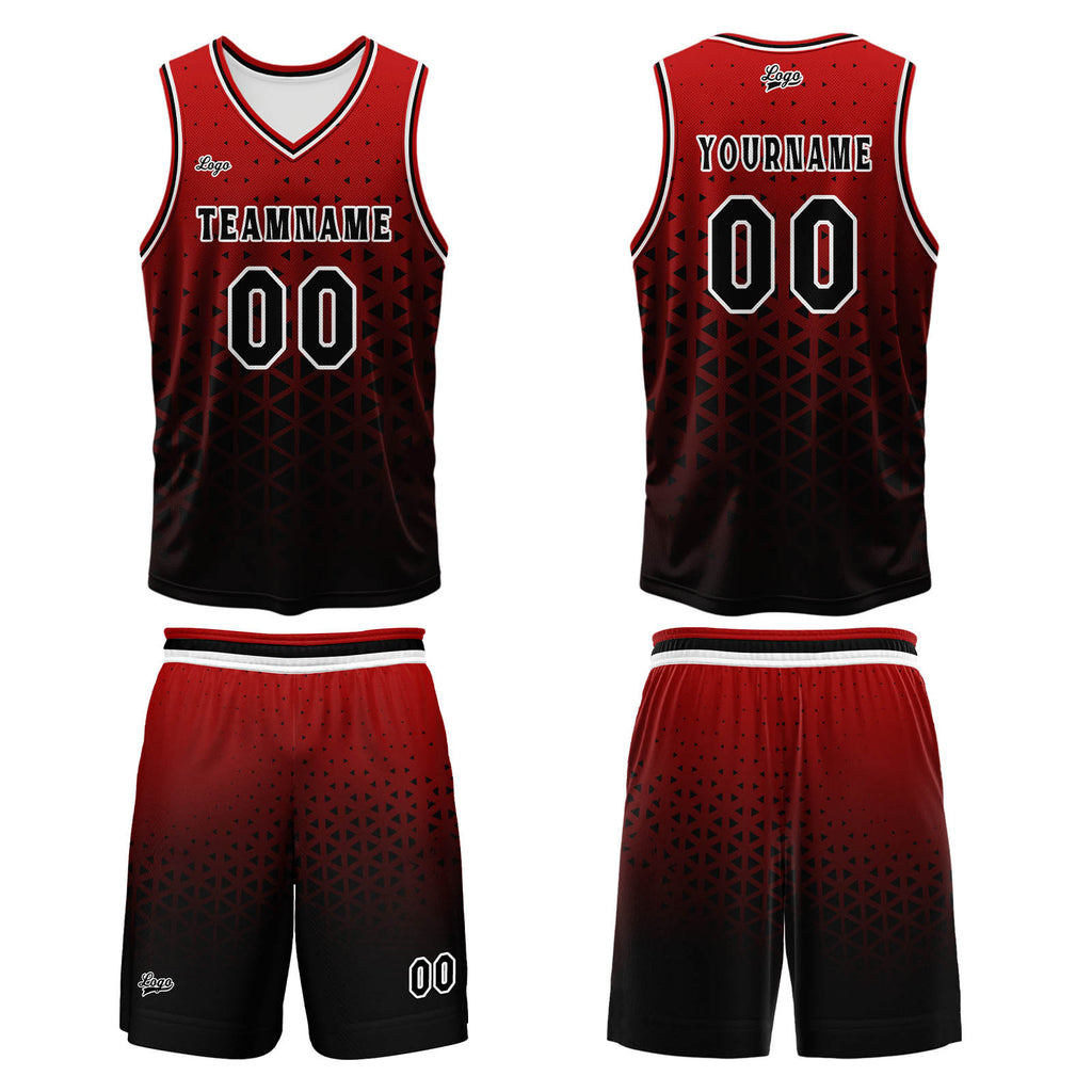 Custom Red Black Basketball Jersey Uniform Suit Printed Your Logo Name Number enthsush