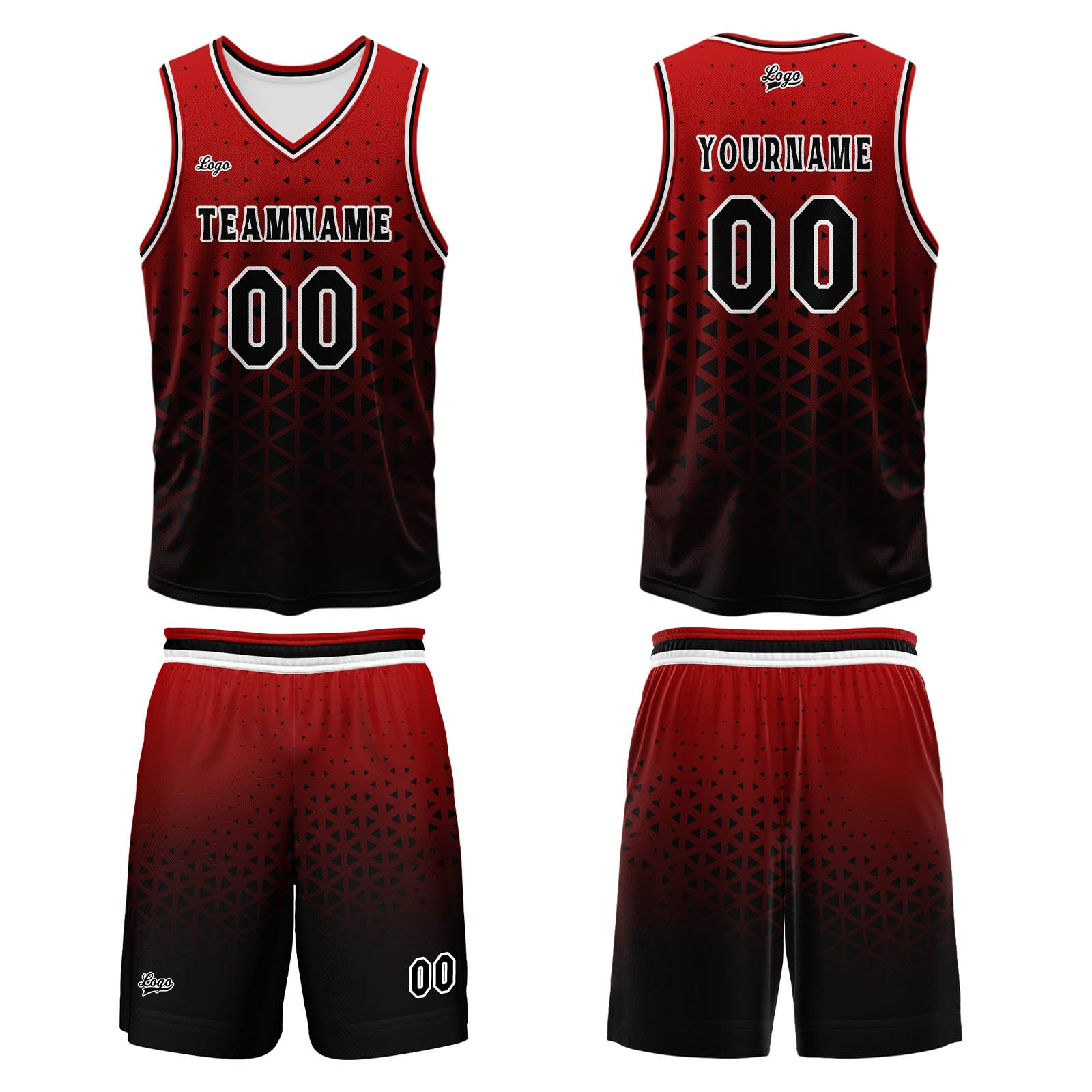 Custom Red Black Basketball Jersey Uniform Suit Printed Your Logo Name Number enthsush