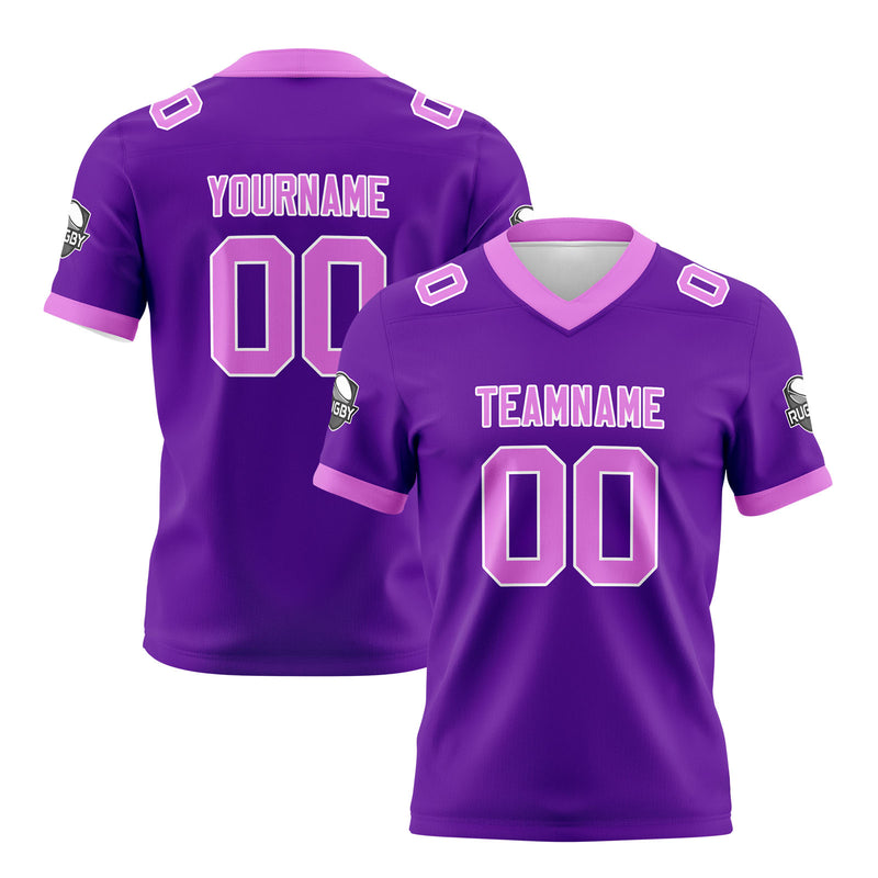 Custom Purple Pink Football Jersey Personalized Football Shirts for Men Women  Printed Team Name Number Logo