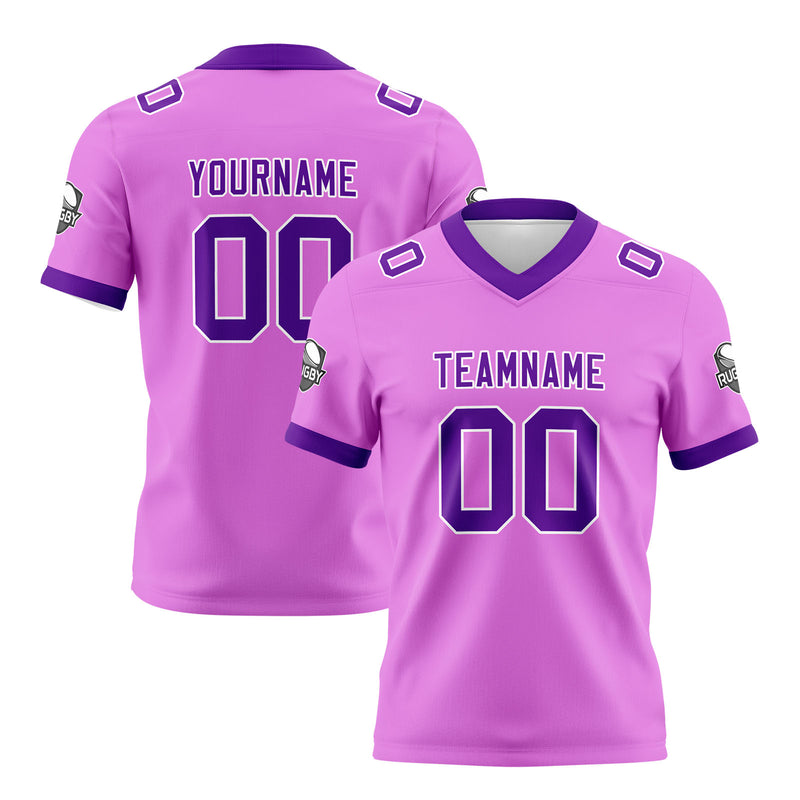 Custom Pink Purple Football Jersey Personalized Football Shirts for Men Women  Printed Team Name Number Logo