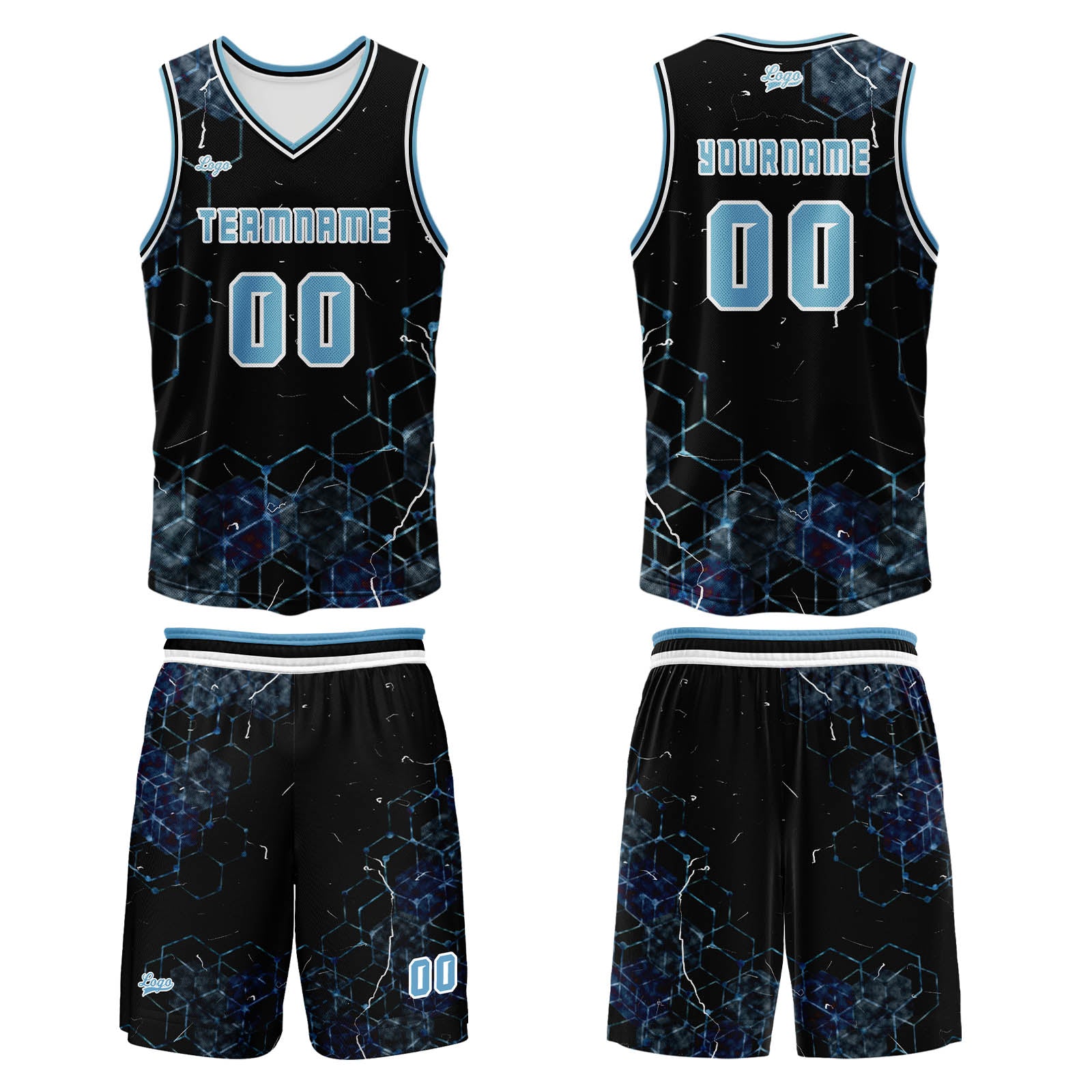 Custom Blue Basketball Jersey Uniform Suit Printed Your Logo Name Number enthsush