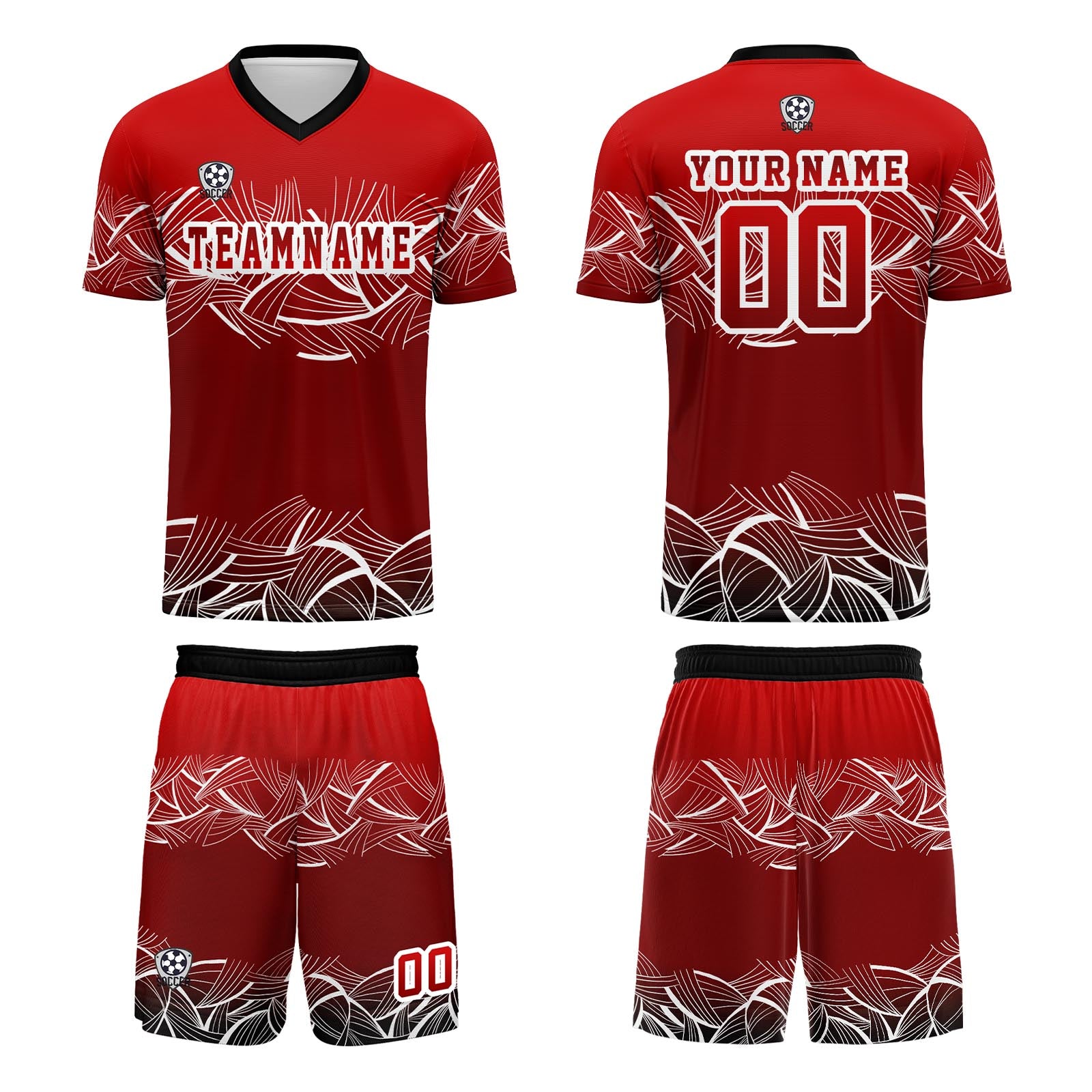 Custom Red Jerseys for Men Women Personalized Soccer Uniforms for Adult and Kid enthsush