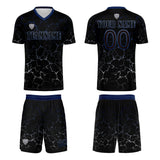 Custom Black Deepblue Jerseys for Men Women Personalized Soccer Uniforms for Adult and Kid