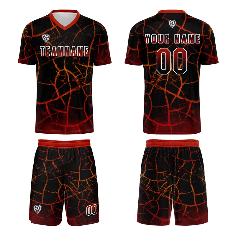 Custom Black Red Jerseys for Men Women Personalized Soccer Uniforms for Adult and Kid