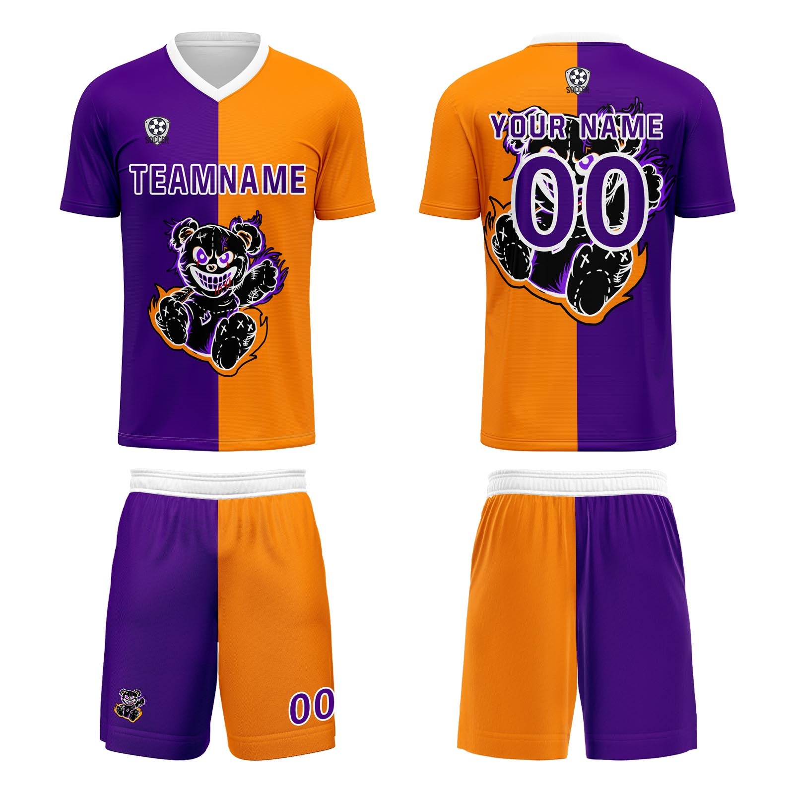 Custom Purple Orange Jerseys for Men Women Personalized Soccer Uniforms for Adult and Kid enthsush
