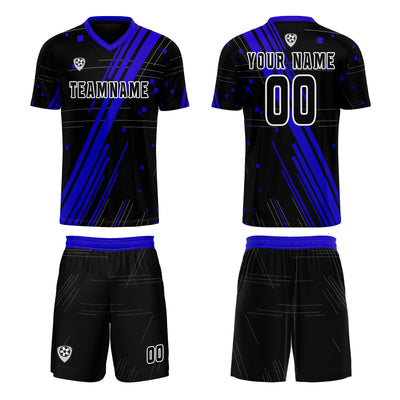 Custom Black Blue Jerseys for Men Women Personalized Soccer Uniforms for Adult and Kid enthsush