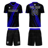 Custom Black Blue Jerseys for Men Women Personalized Soccer Uniforms for Adult and Kid