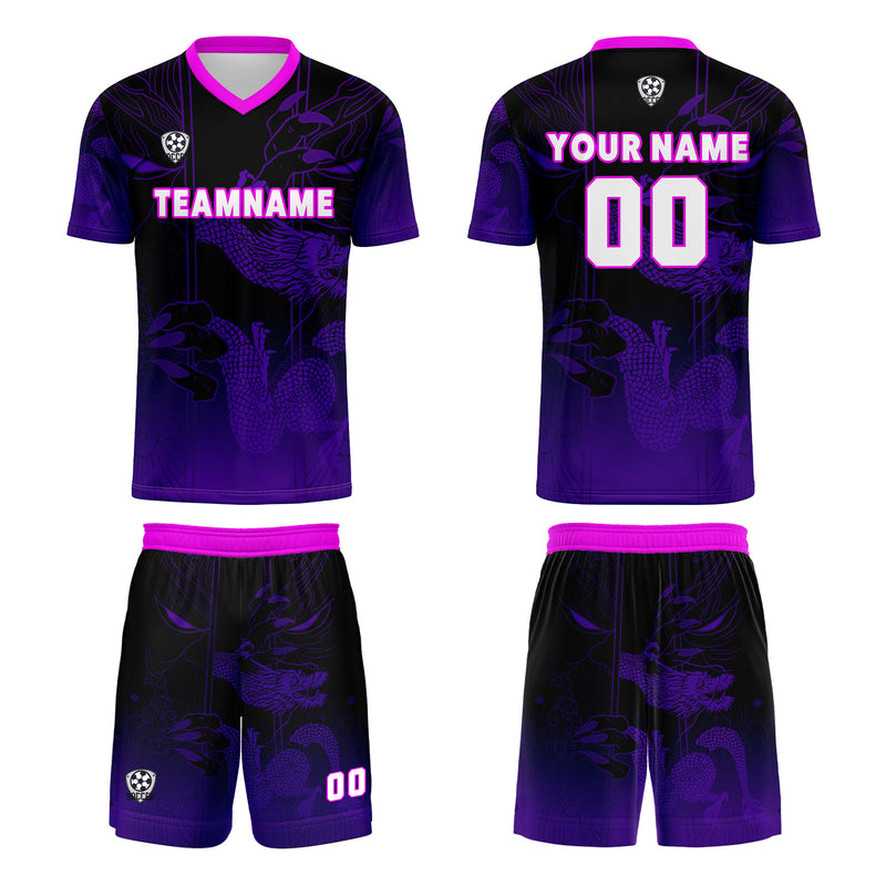 Custom Black Purple Jerseys for Men Women Personalized Soccer Uniforms for Adult and Kid