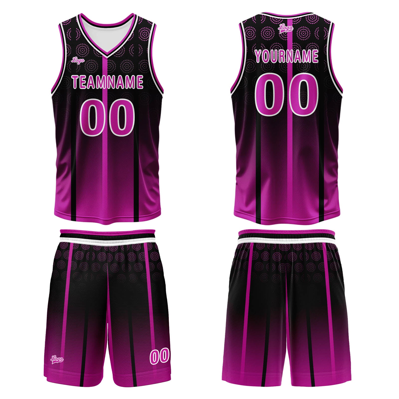 Custom  Rose Purple Basketball Jersey Uniform Suit Printed Your Logo Name Number enthsush